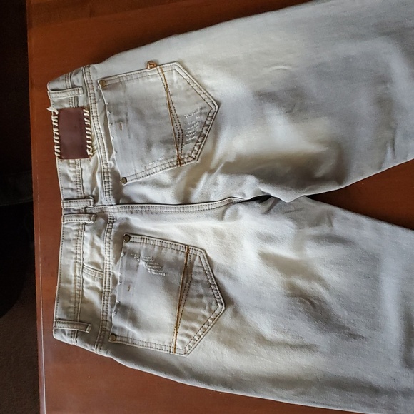 TOMHER Men's Light Gray Button Fly Jeans. Size W34 L32 - Picture 6 of 8